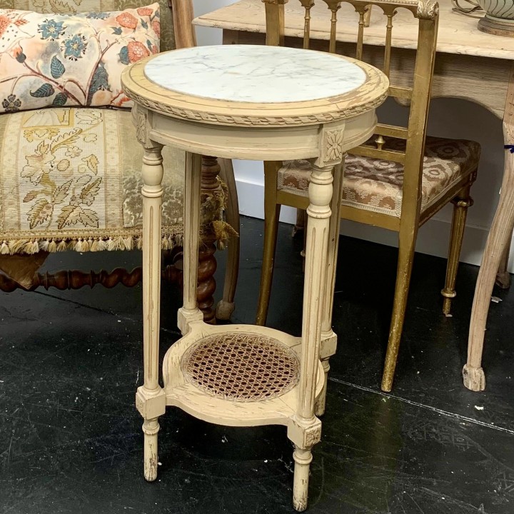 C1900 French Painted Finish Gueridon with Marble