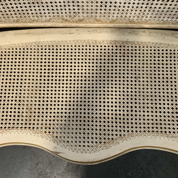 C19th French Canape Louis XV Style Cane and painted finish