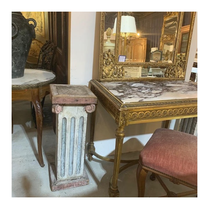 Pair Antique Swedish Pedestal with Paint Finish