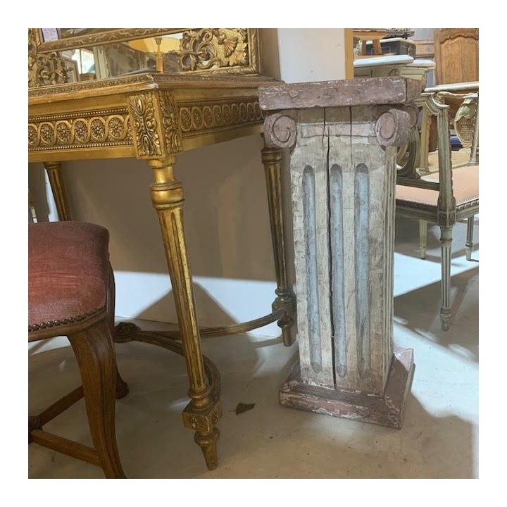 Pair Antique Swedish Pedestal with Paint Finish