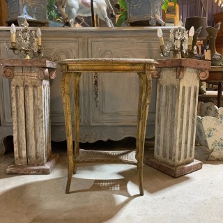 Pair Antique Swedish Pedestal with Paint Finish