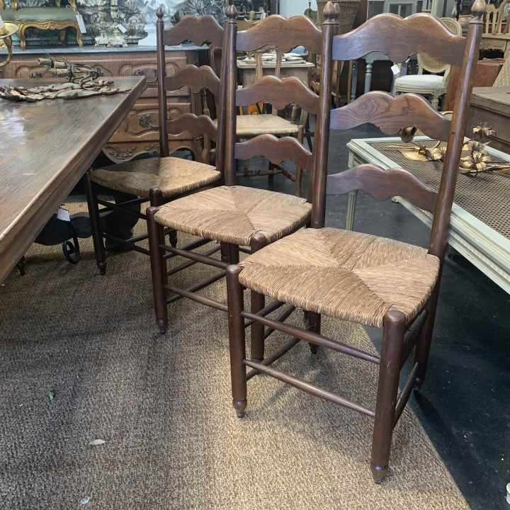 French Style Ladder Back 6 Dining Chairs Vintage