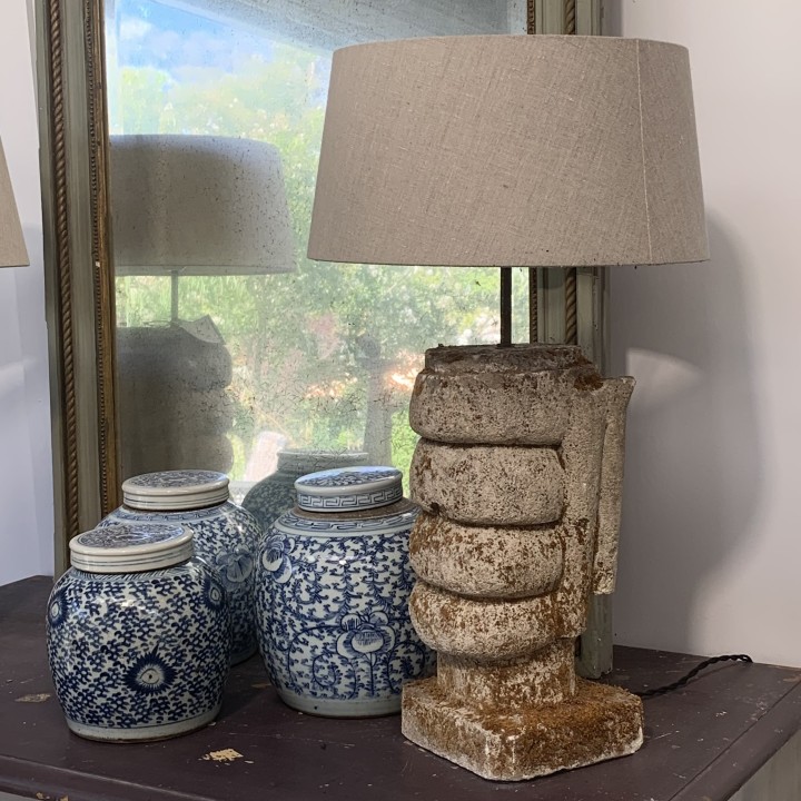C1900 French Stone Table Lamps