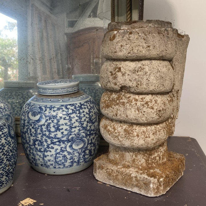 C1900 French Stone Table Lamps