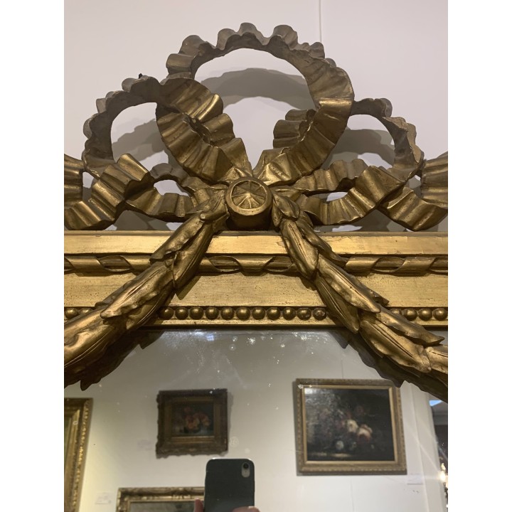C19th French Louis XVI Style Water Gilt Mirror