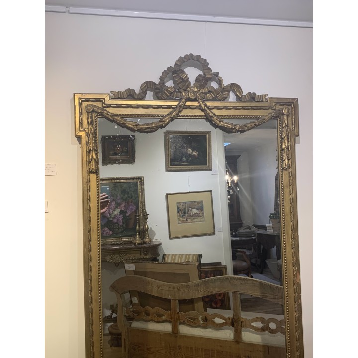 C19th French Louis XVI Style Water Gilt Mirror