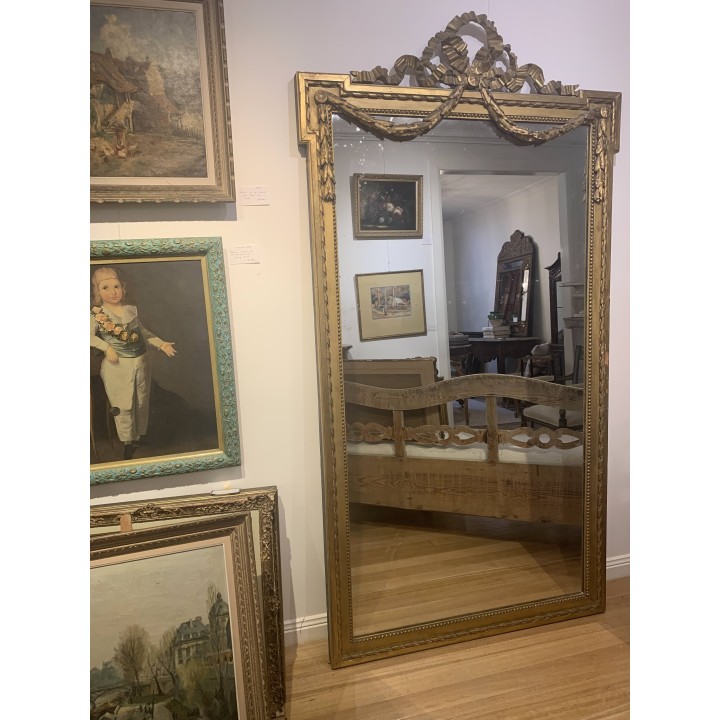 C19th French Louis XVI Style Water Gilt Mirror