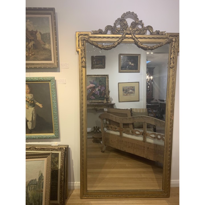 C19th French Louis XVI Style Water Gilt Mirror
