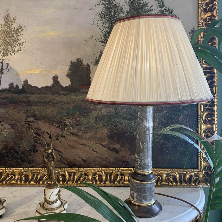 French Pair of Vintage French Faux Marble Lamps