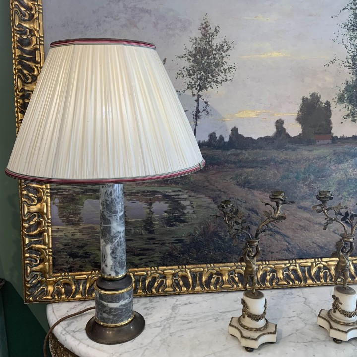 French Pair of Vintage French Faux Marble Lamps