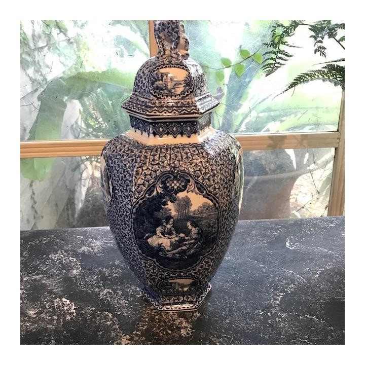 C1900 Louis XVI Style Blue French Porcelain Urn