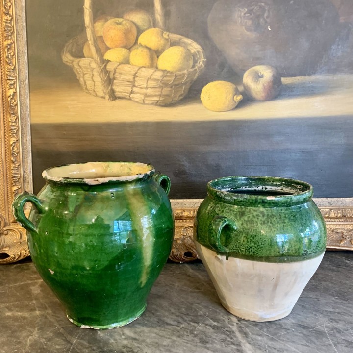 C19th French Green Confit Pots