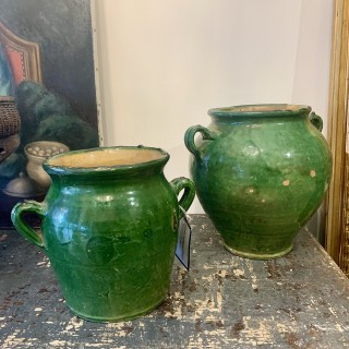 C19th French Green Confit Pots