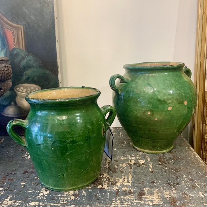 C19th French Green Confit Pots