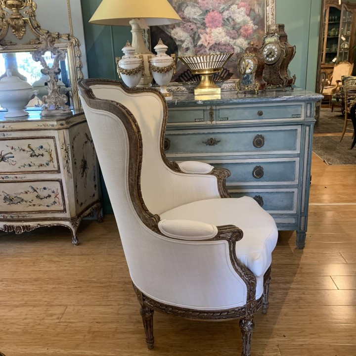 French C19th Water Gilded Wing Back Arm Chair