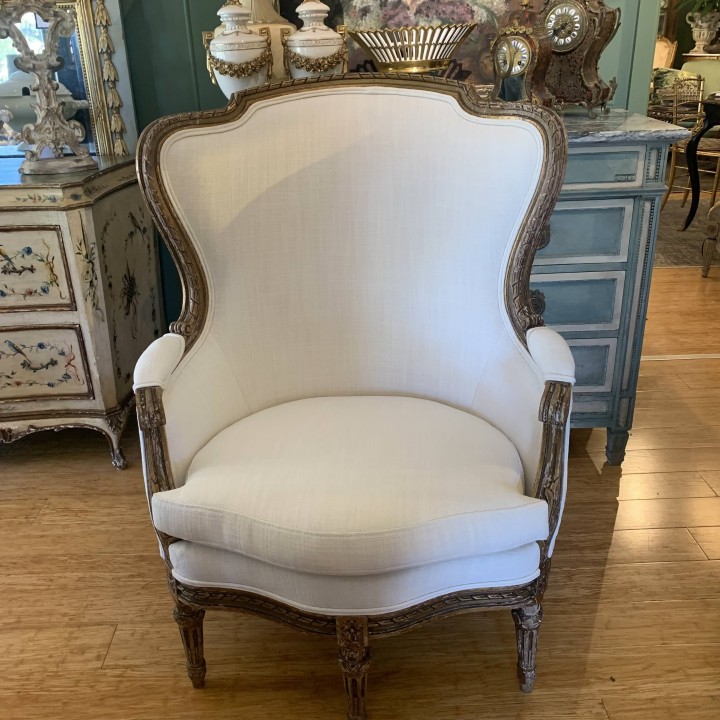 French C19th Water Gilded Wing Back Arm Chair