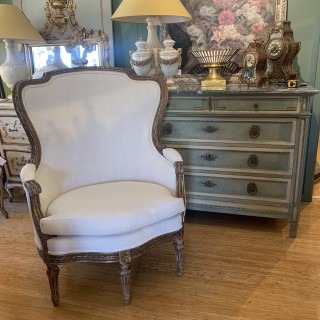 French C19th Water Gilded Wing Back Arm Chair