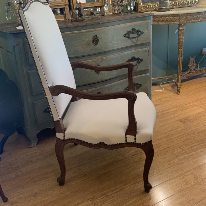 C19th French Domed Back Louis XV Steel Grand Fauteuil
