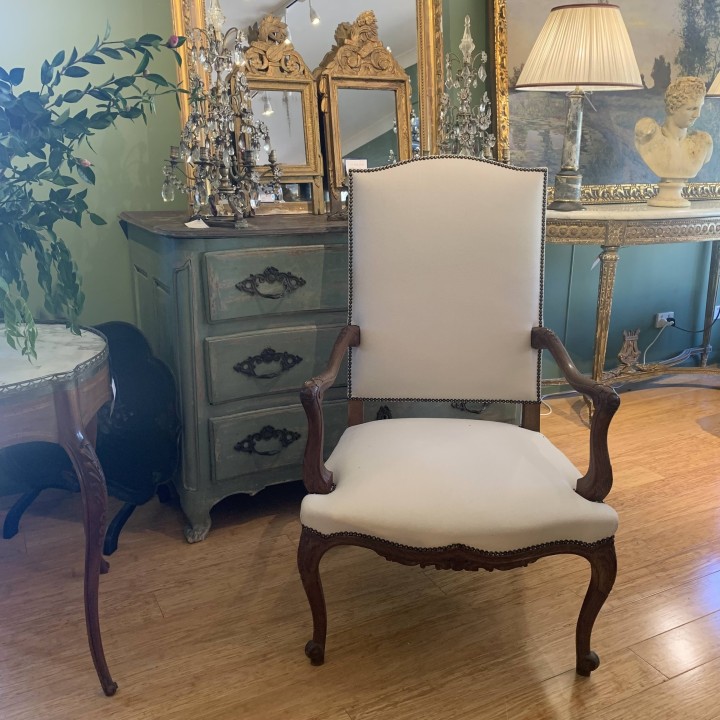 C19th French Domed Back Louis XV Steel Grand Fauteuil