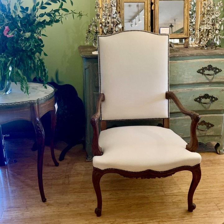C19th French Domed Back Louis XV Steel Grand Fauteuil