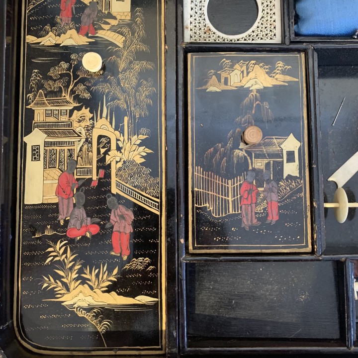 C19th Napoleon III Chinoiserie Sewing Table