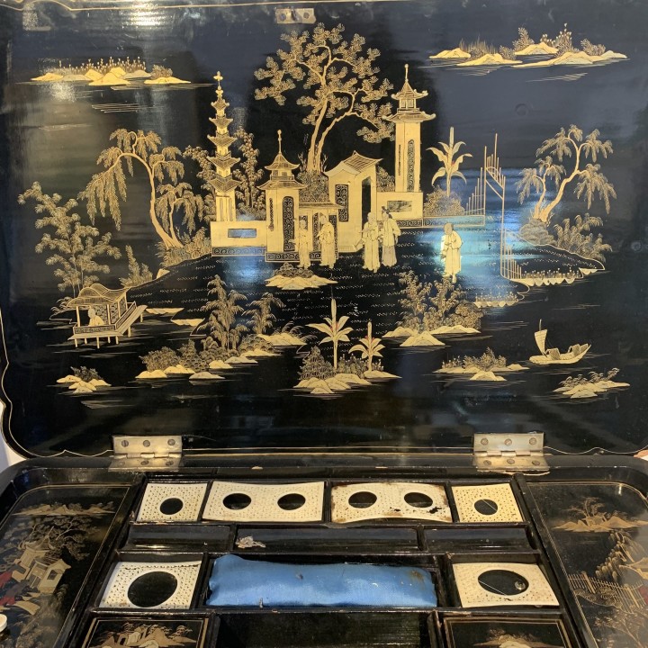 C19th Napoleon III Chinoiserie Sewing Table