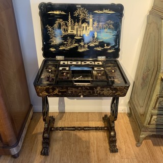 C19th Napoleon III Chinoiserie Sewing Table