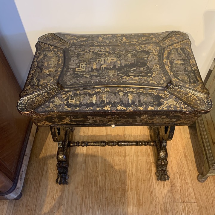 C19th Napoleon III Chinoiserie Sewing Table