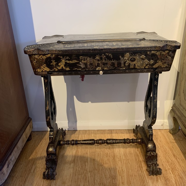 C19th Napoleon III Chinoiserie Sewing Table