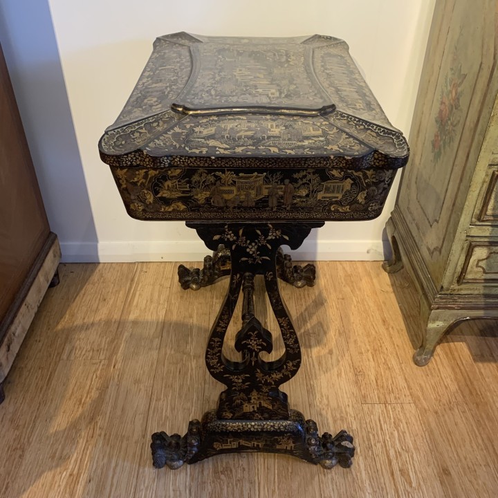 C19th Napoleon III Chinoiserie Sewing Table