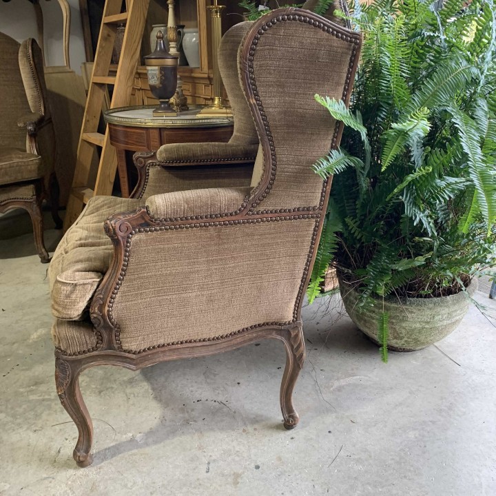 French Pair of Wing Back Armchairs