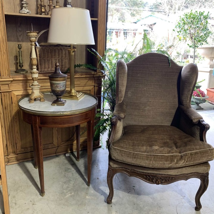 French Pair of Wing Back Armchairs