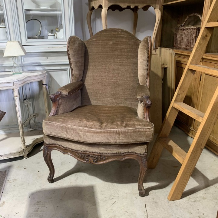French Pair of Wing Back Armchairs