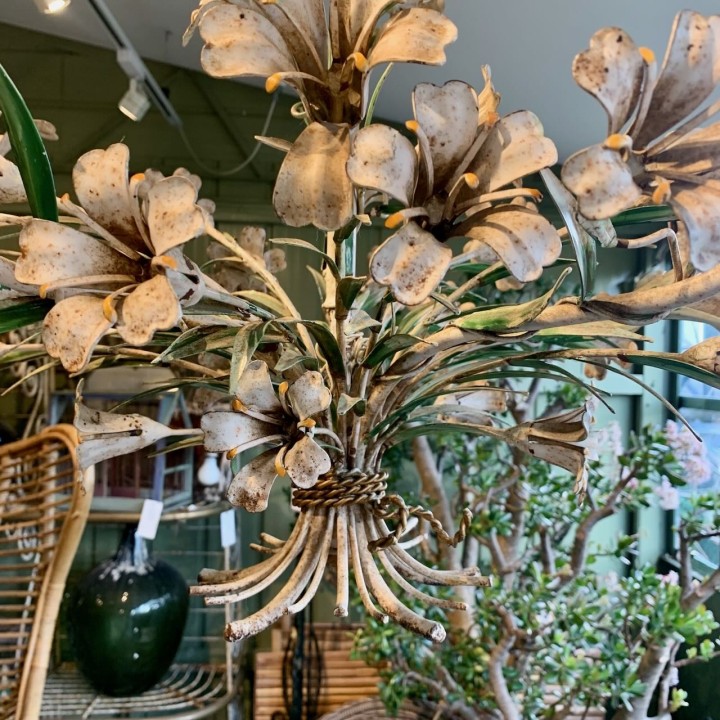 French Tole Chandelier Lilies