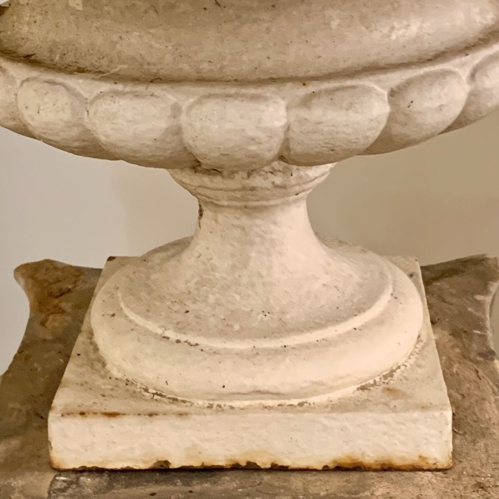 PAIR C19th French Cast Iron Urns