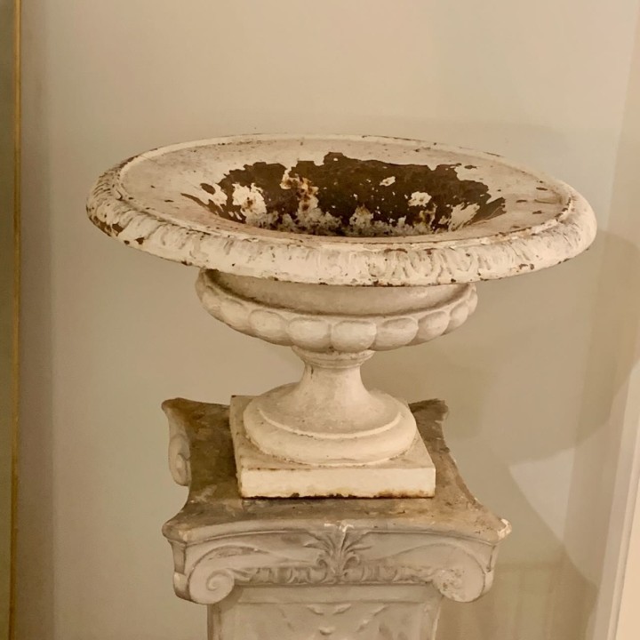 PAIR C19th French Cast Iron Urns