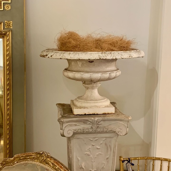 PAIR C19th French Cast Iron Urns