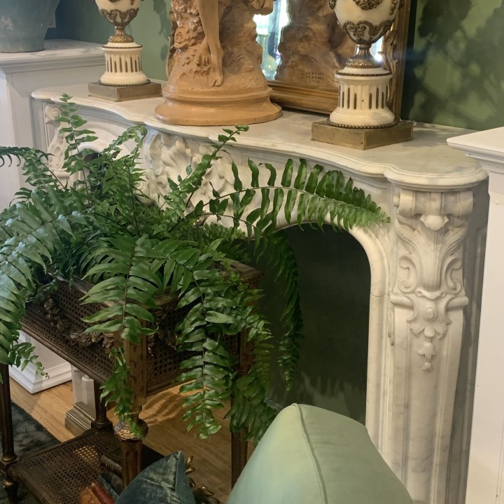 C19th French White Marble Fireplace Louis XV Style