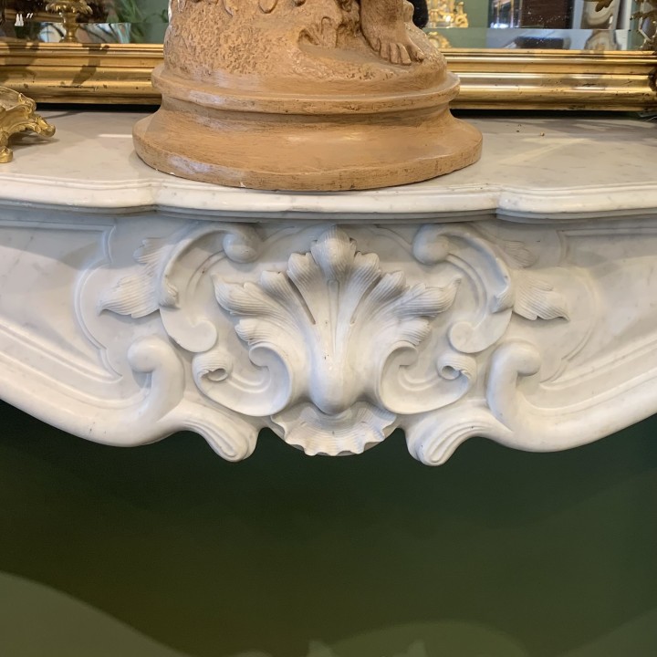 C19th French White Marble Fireplace Louis XV Style