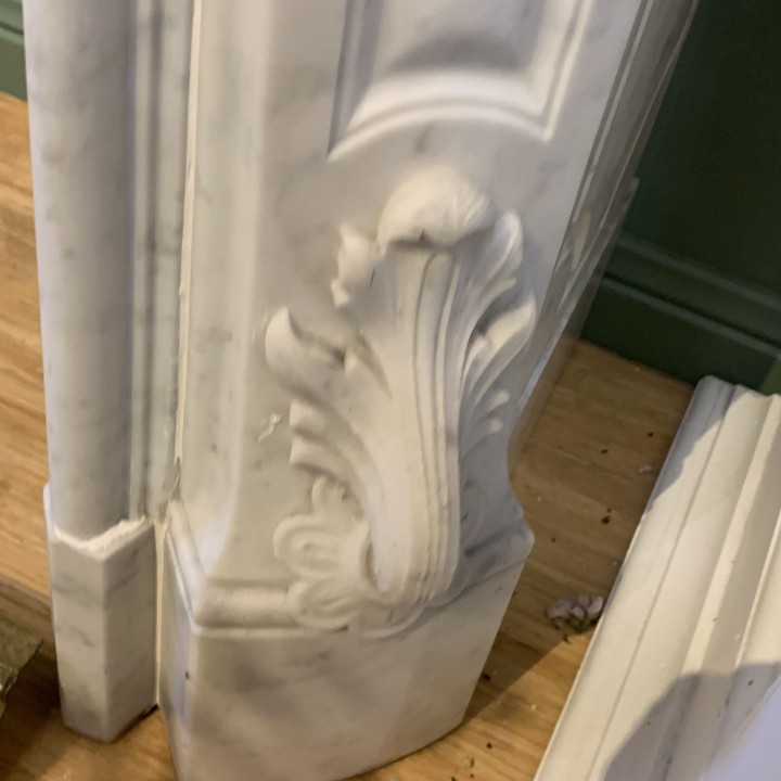 C19th French White Marble Fireplace Louis XV Style