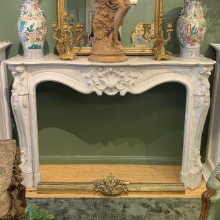 C19th French White Marble Fireplace Louis XV Style