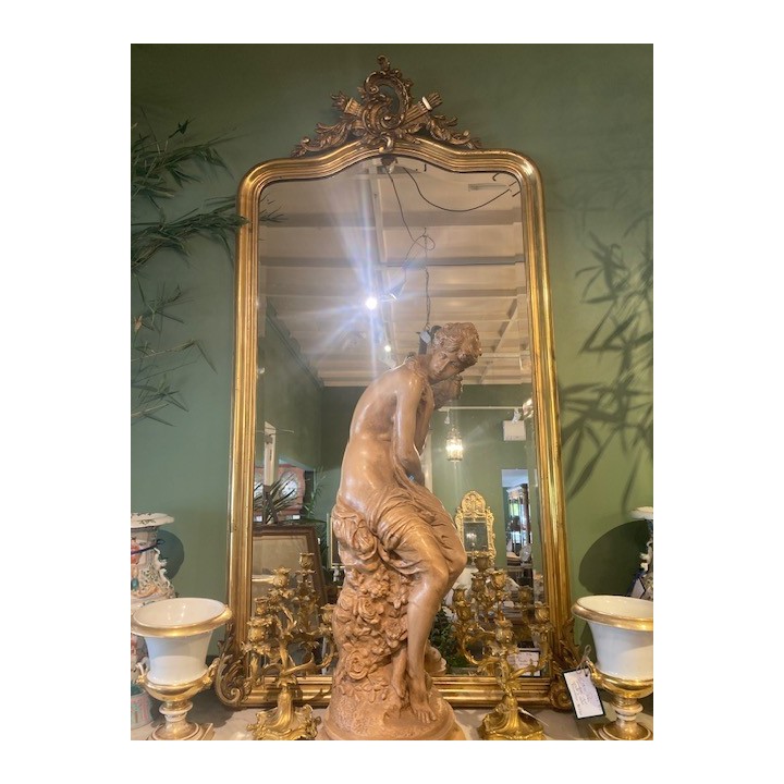 French Napoleon III C19th Water Gilded Mantle Mirror