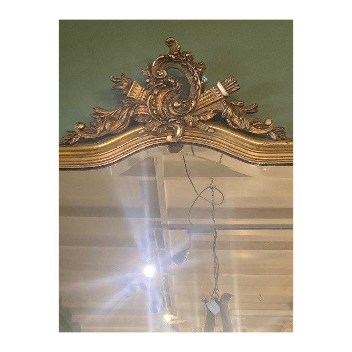 French Napoleon III C19th Water Gilded Mantle Mirror