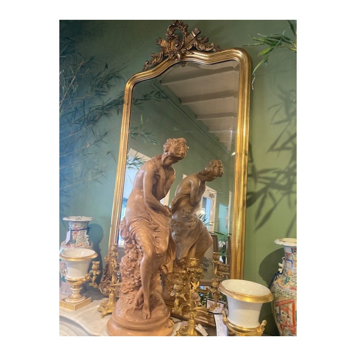 French Napoleon III C19th Water Gilded Mantle Mirror