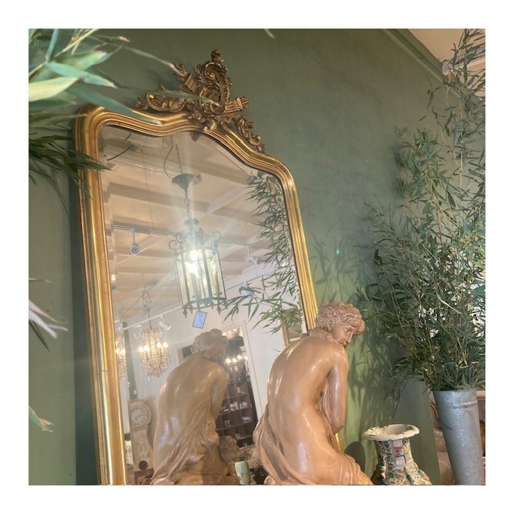 French Napoleon III C19th Water Gilded Mantle Mirror