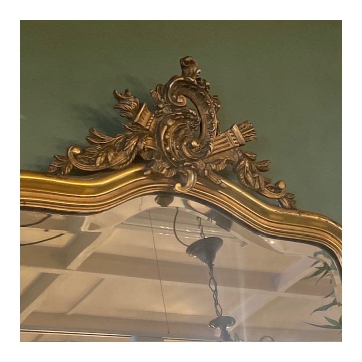 French Napoleon III C19th Water Gilded Mantle Mirror