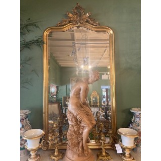 French Napoleon III C19th Water Gilded Mantle Mirror
