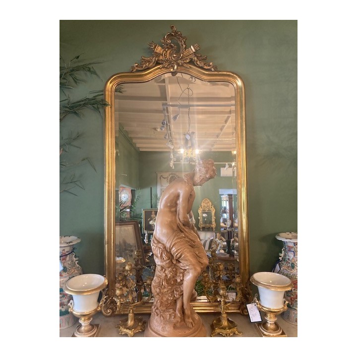 French Napoleon III C19th Water Gilded Mantle Mirror