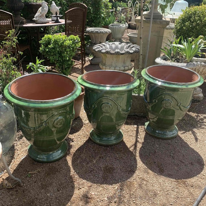 French Anduze Green Pots NEW La Madelaine Poterie EACH