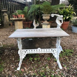 White Garden Table w/ Timber Top